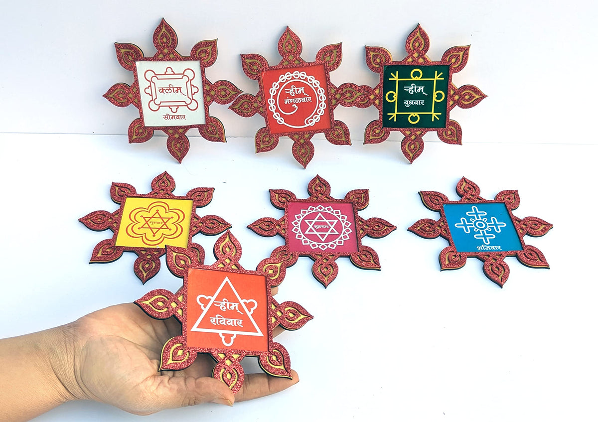 Seven-Day Kolam/Muggulu Rangoli Plate Set