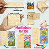 StepsToDo Madhubani Art Wooden Coaster Painting Kit – 6 Pre-Engraved Coasters, 12 Colors, Brushes, Palette, Holder & Stand – Traditional Indian Folk Art Craft for Kids & Adults