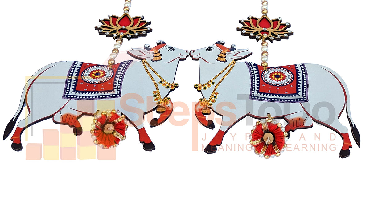 Handmade Pichwai Cow & Lotus Hangings – Jhumki Style