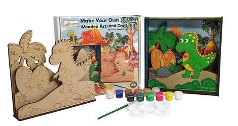 DIY Wooden Dinosaur 3D Frame Painting Kit – 8-Inch Square