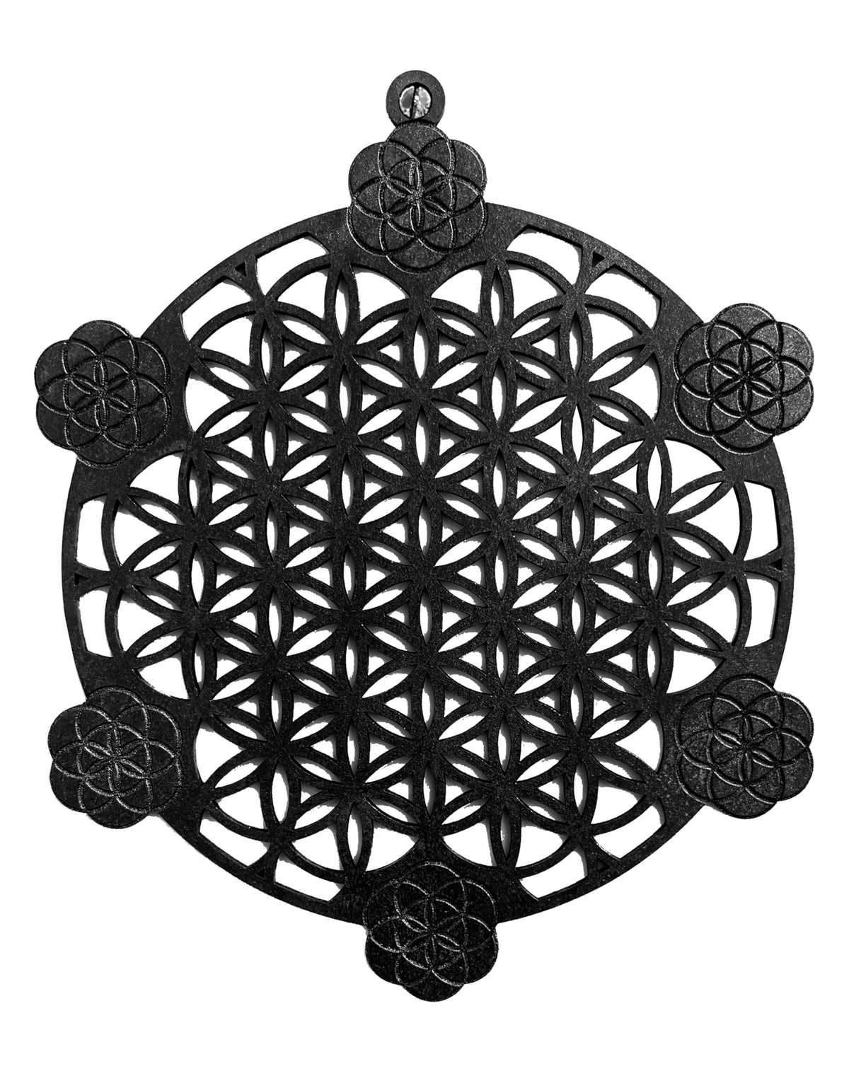 Flower & Seed of Life – Hand-Painted Wooden Wall Art