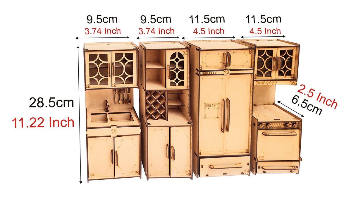 Wooden Kitchen Paint-and-Play Set – Stove, Sink, Microwave & Shelf