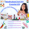 StepsToDo Madhubani Art Wooden Coaster Painting Kit – 6 Pre-Engraved Coasters, 12 Colors, Brushes, Palette, Holder & Stand – Traditional Indian Folk Art Craft for Kids & Adults