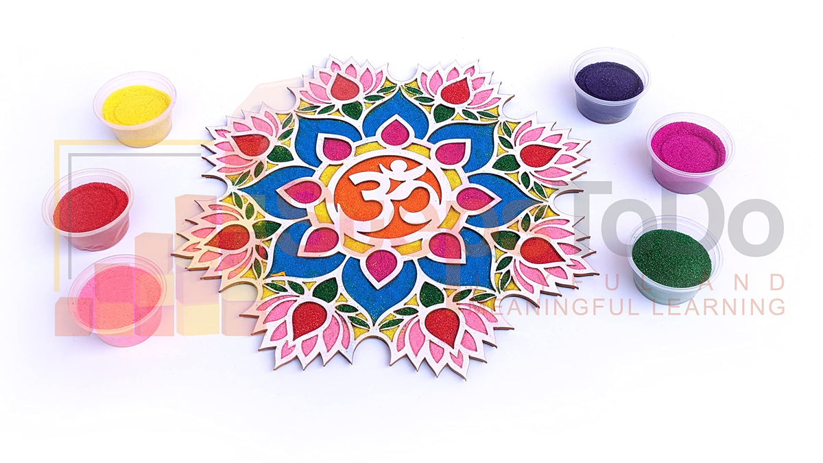 Reusable Rangoli Making Frame with Wooden Base