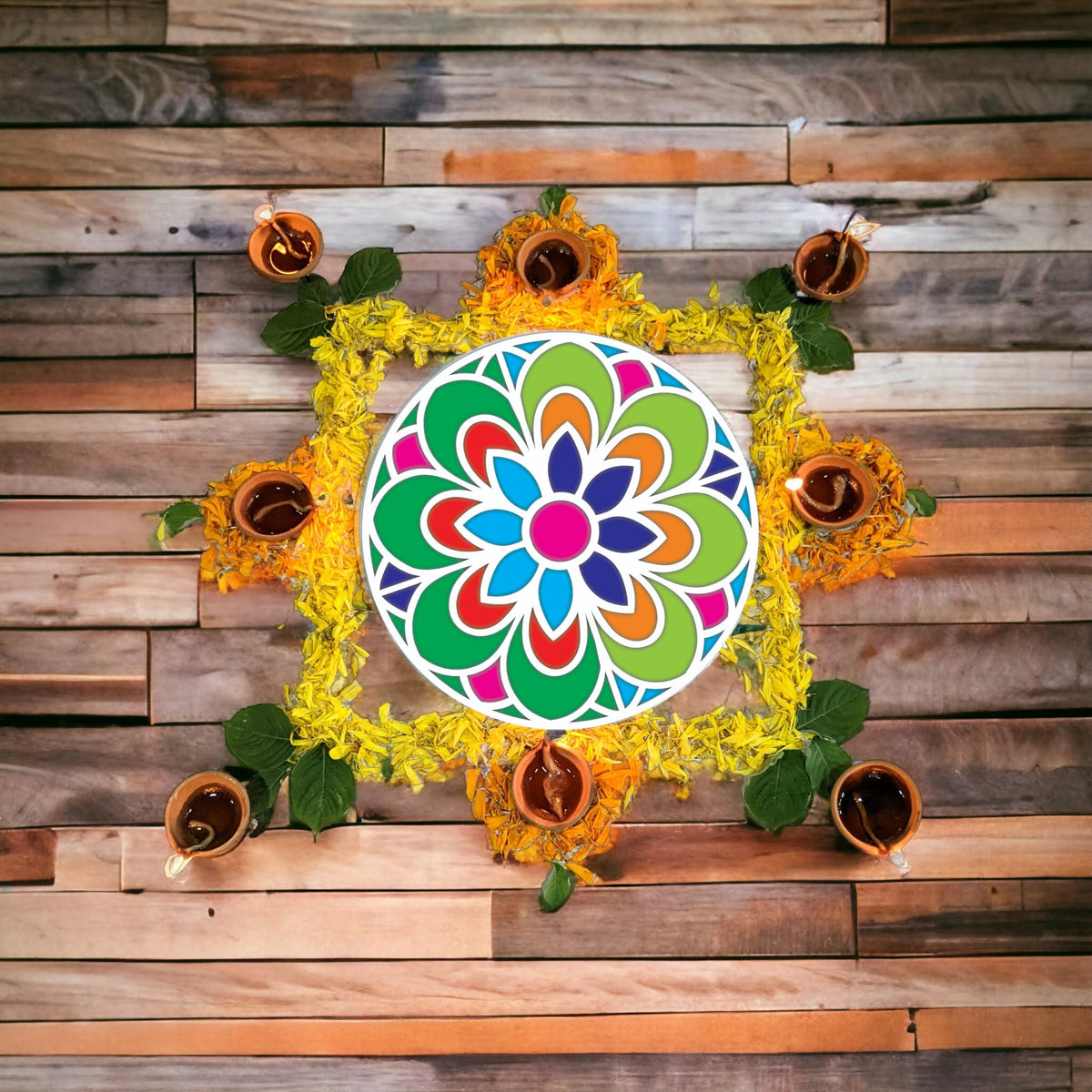 Large Reusable Floating Rangoli Mat – Design 28