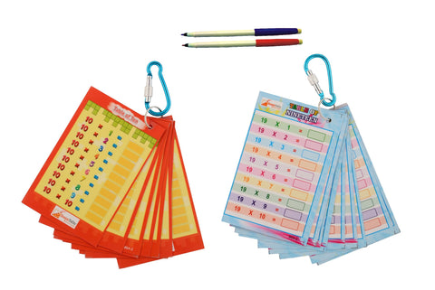 Multiplication Tables 2–19 Write-Wipe Flash Cards – Multicolour