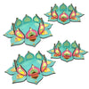 StepsToDo Reversible Lotus Tealight Candle Holders – Set of 2 | Dual-Sided Wooden Diya with Mirror Work | Handcrafted Festival Décor for Diwali, Pooja, Mandir & Gifting