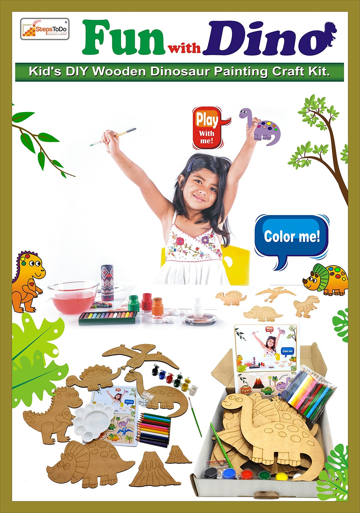 Fun with Dino – Wooden Dinosaur Painting Kit