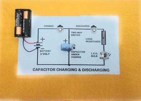 StepsToDo Charging and Discharging of Capacitor | Capacitor Charging Discharging of Capacitor Tester Project | Pre-Assembled Kit on Card-Board Base. Ready for Use Project. (Multicolor)