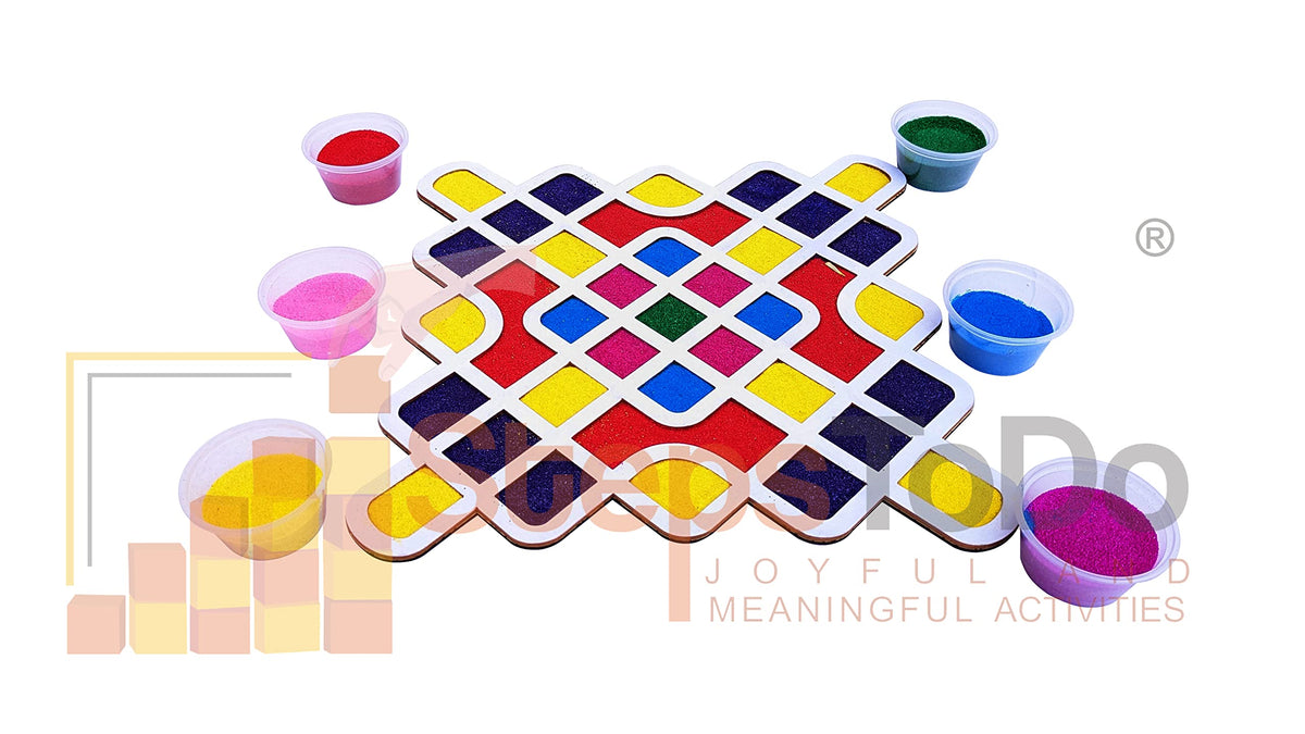 Reusable Kolam/Muggulu Rangoli Template with Wooden Base – 11.5 Inch