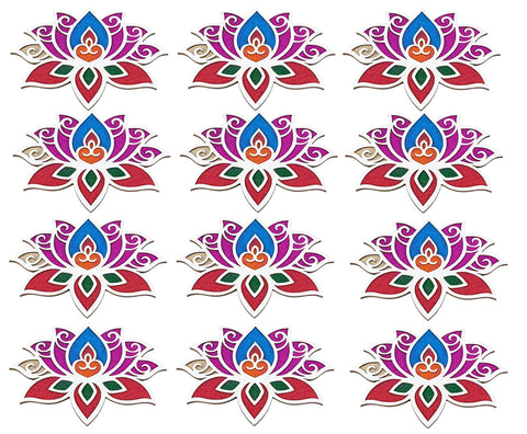 Reusable Lotus Rangoli Border Frame with Wooden Base