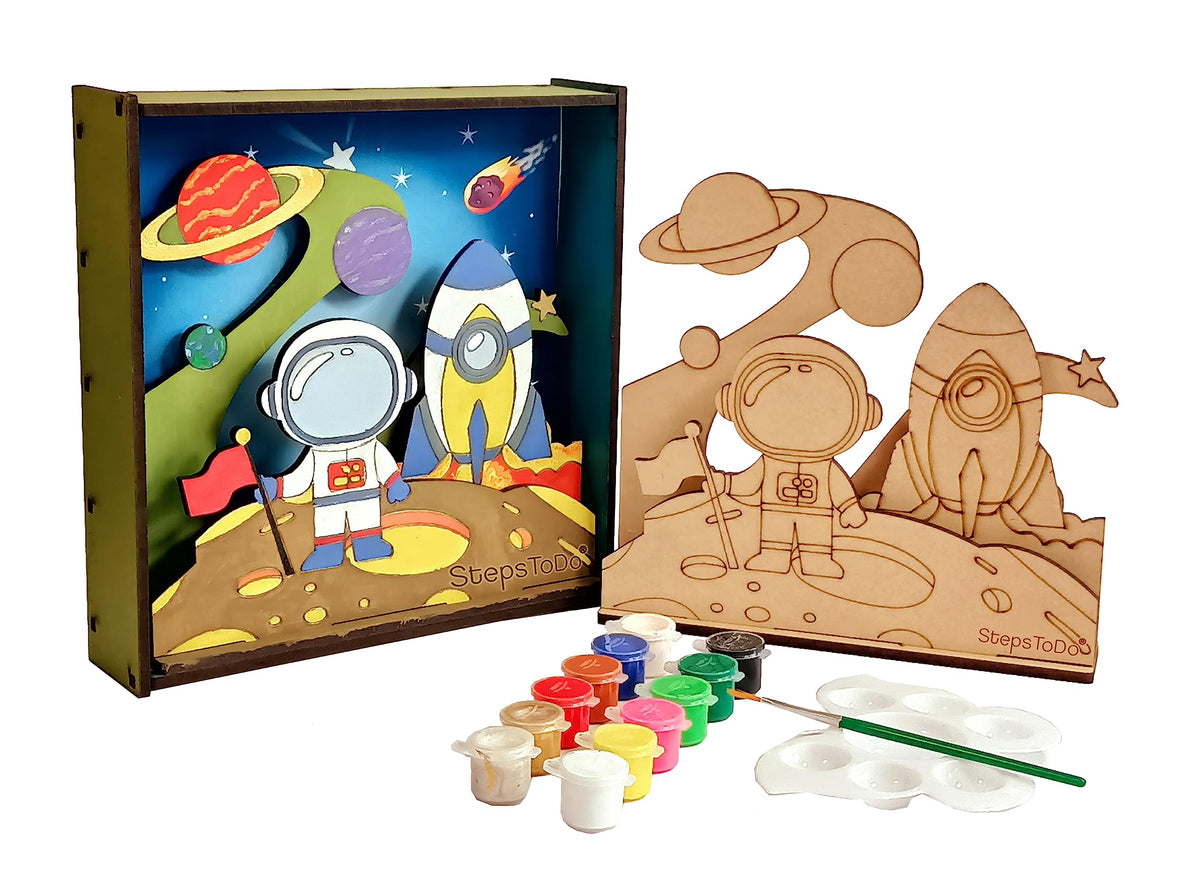 DIY Wooden Space & Astronaut 3D Frame Painting Kit – 8-Inch Square