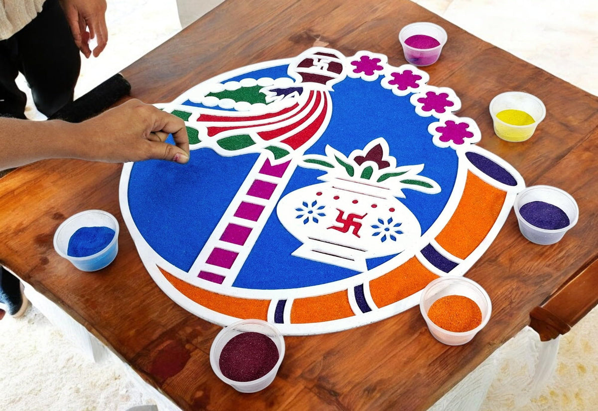 Reusable Gudi Padwa Rangoli Template Mat – Design 2