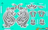 Floating Rangoli Set of 8 – 12-Inch Peacocks, 5.5/3.5-Inch Lotus, 2.5-Inch Diyas & 4-Inch Laxmi Foot