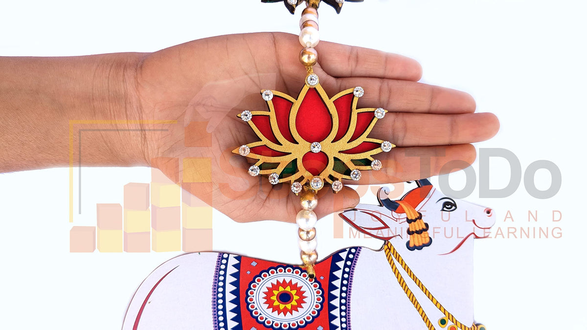 Handmade Pichwai Cow & Lotus Hangings – Jhumki Style