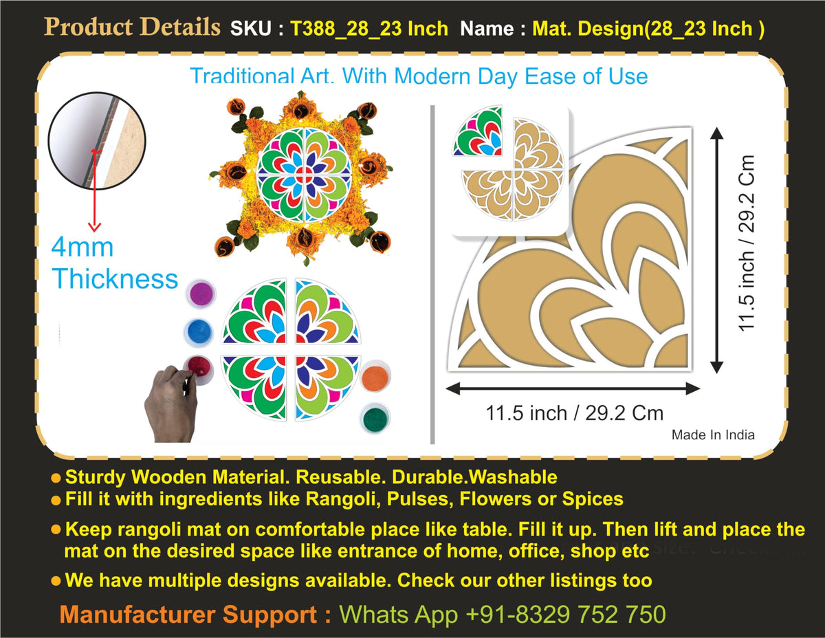 Large Reusable Floating Rangoli Mat – Design 28
