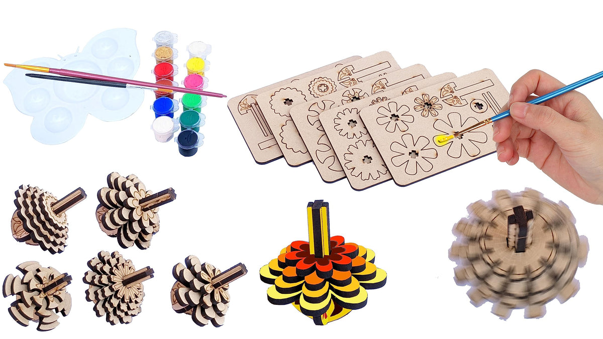 DIY Engraved Wooden Spinning Tops – Set of 5