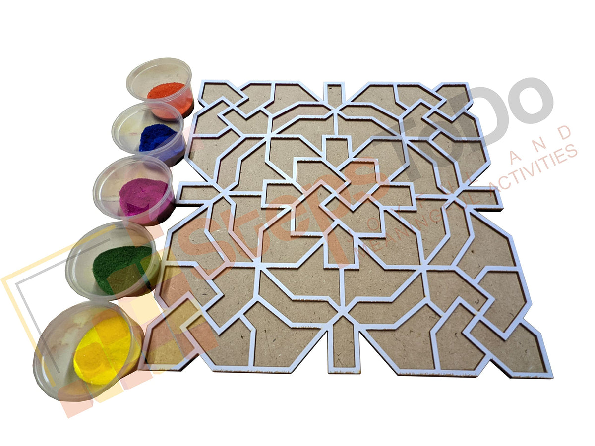 Reusable Rangoli Making Frame with Wooden Base