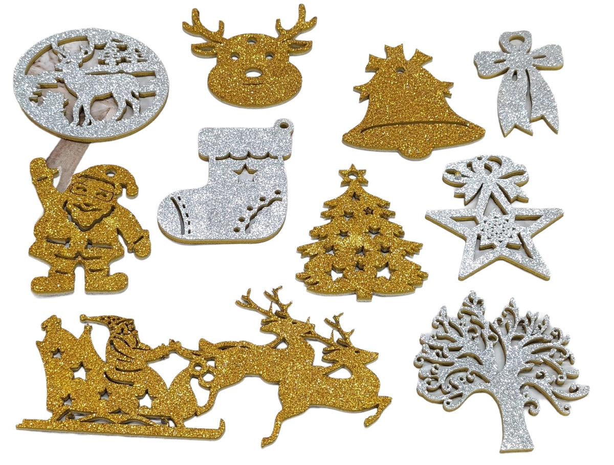 Gold/Silver Foam Christmas Ornaments – 50 Pieces, 23 × 9 cm & 27 × 2 cm