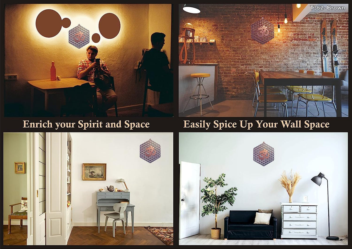 Flower of Life with OM – Hand-Painted Wooden Wall Art