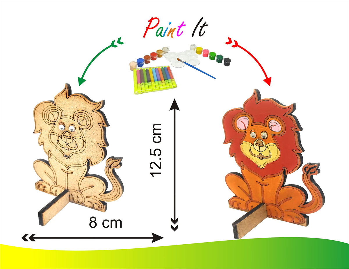 Wooden Zoo Painting Kit – 10 Animals, Ringmaster, Banner, 12 Colours & 12 Pens