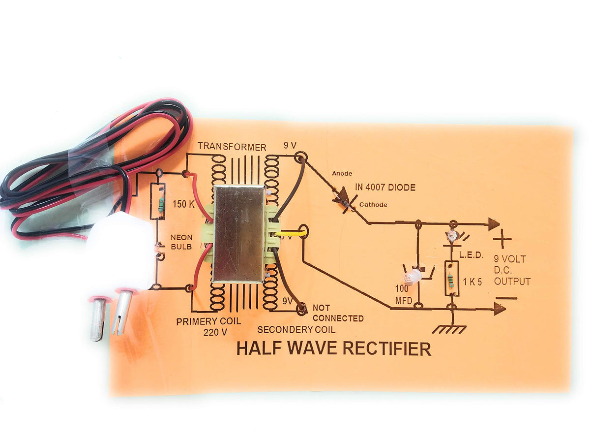 Pre-assembled half-wave rectifier on cardboard
