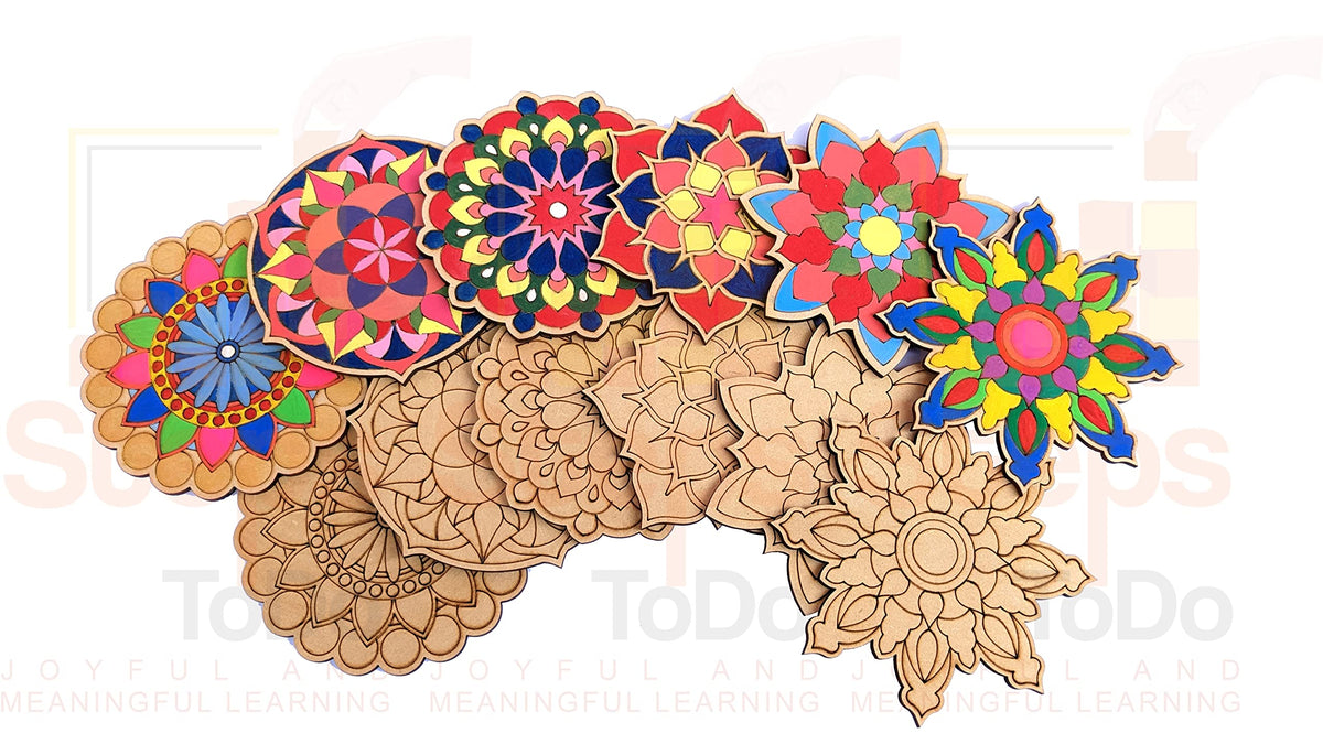 Mandala Coaster Painting Kit D – 6 × 4-Inch Bases, Case & Paints