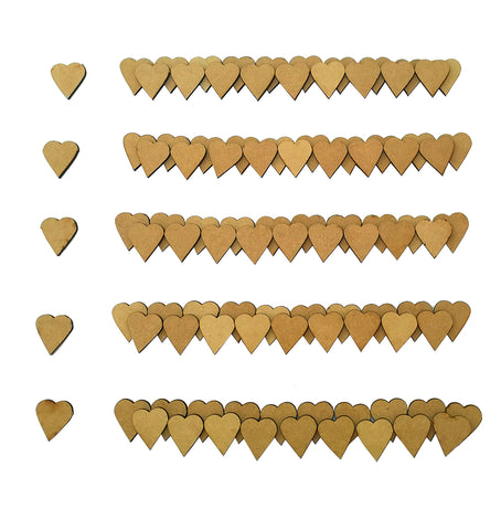 StepsToDo Wooden Heart Shaped Blank Cut-Out Pack of 100. DIY Craft Pieces for Wedding and Christmas Party Decoration, DIY Rangoli, Card Making, Sign Making Art and Craft Projects.