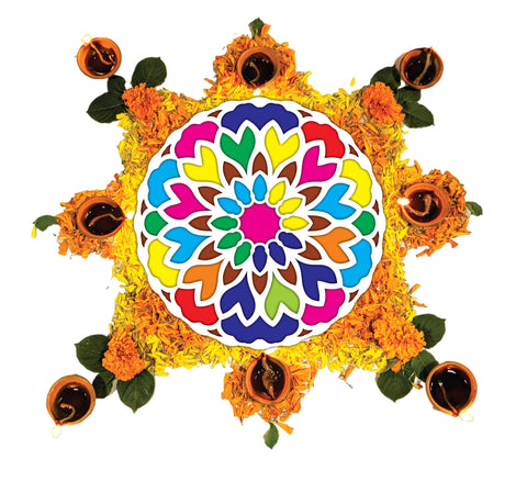 Reusable Rangoli Frame with Wooden Base – Design 33