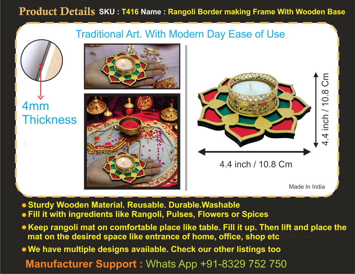 Hand-Painted Wooden Tealight Holder (Diya Stand) – Type 3