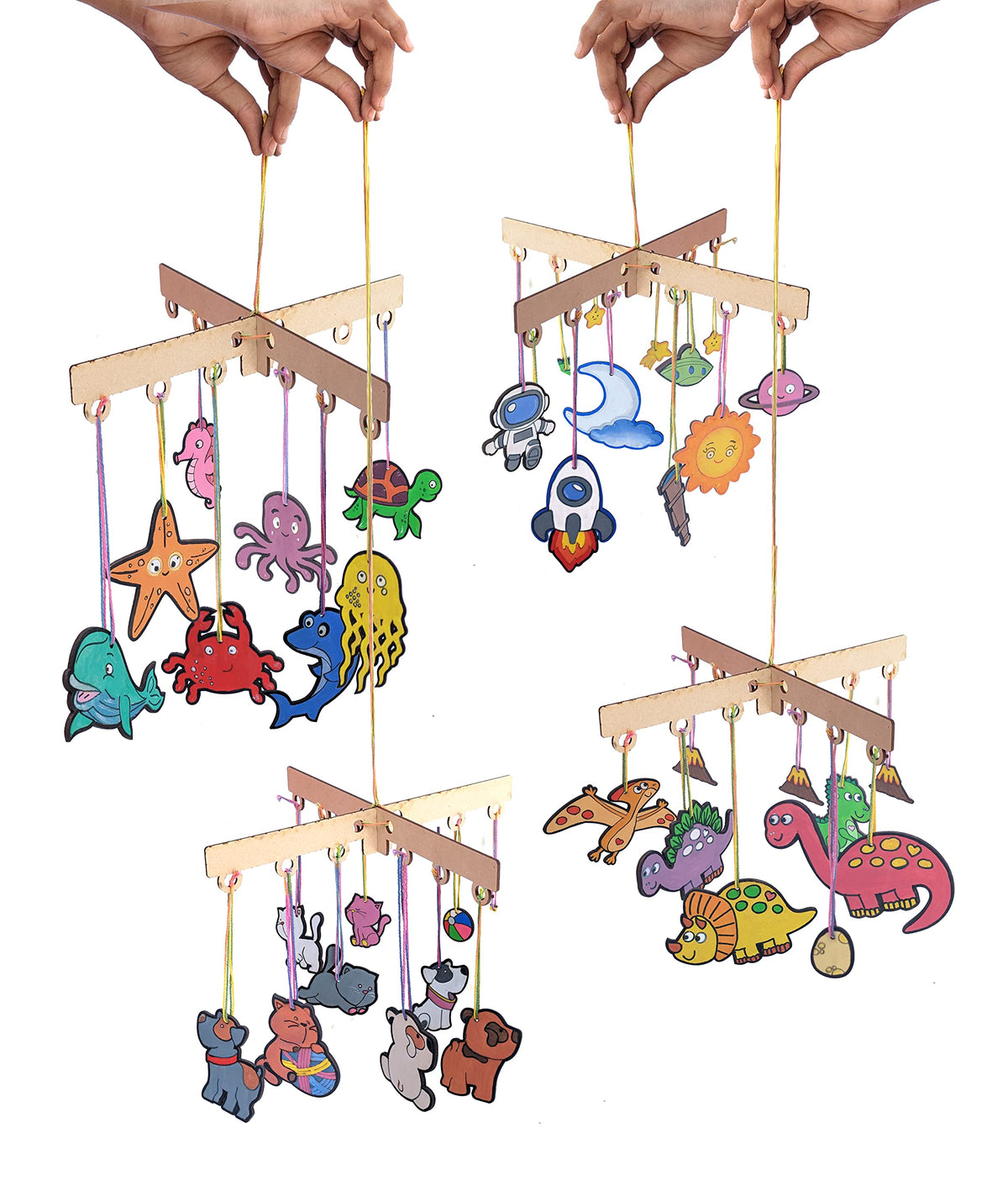 Wooden Painting & Puzzle Kit – 4 Boards: Pets, Sea Life, Dinosaurs & Space