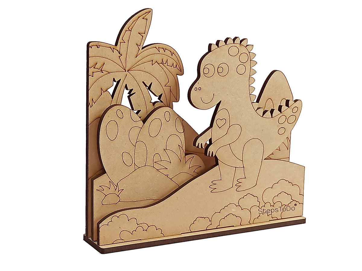 DIY Wooden Dinosaur 3D Frame Painting Kit – 8-Inch Square