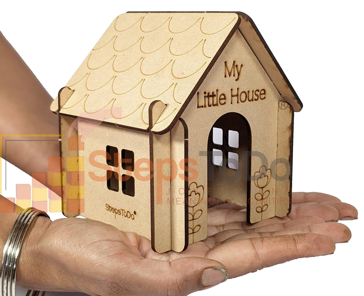 Pop-Out Toy House Kit with Furniture, Garden, 2 Dolls & Teddy
