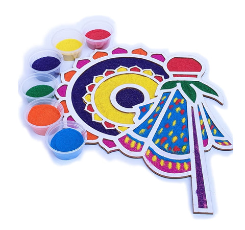 Reusable Rangoli Making Frame with Wooden Base