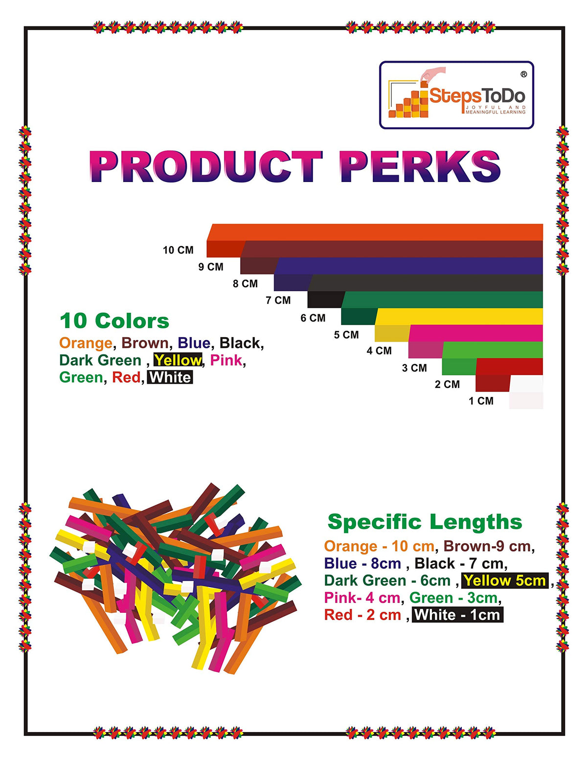 Plastic Cuisenaire Fraction Rods – Set of 74