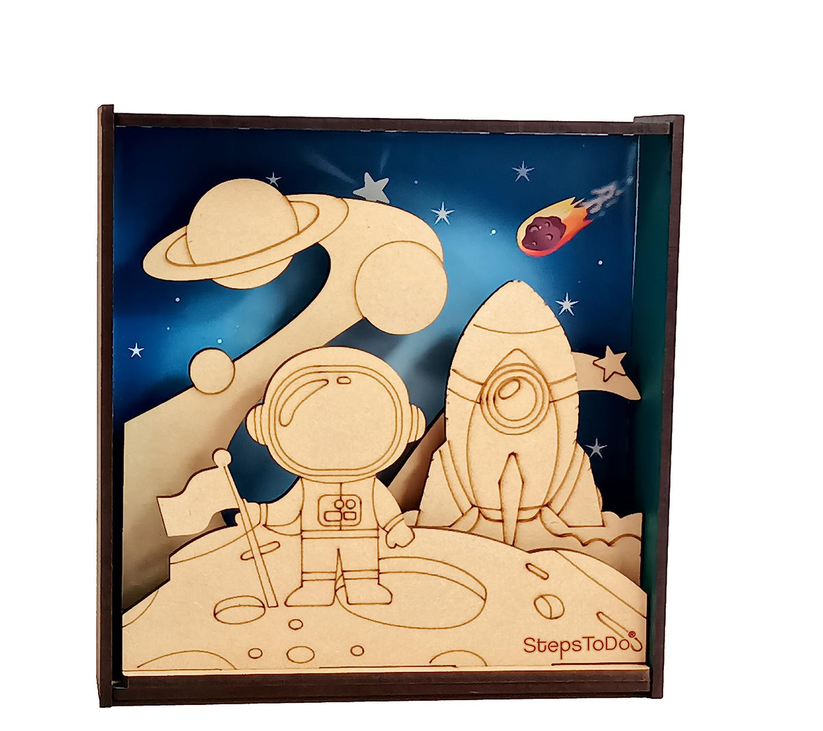 DIY Wooden Space & Astronaut 3D Frame Painting Kit – 8-Inch Square