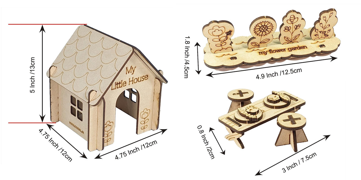 Pop-Out Toy House Kit with Furniture, Garden, 2 Dolls & Teddy