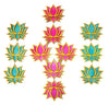 StepsToDo Set of 12 Golden Framed Lotus Flower Shape Wooden Cutout | Rose Pink (6) Ocean Blue (6) | Lotus DIY Rangoli Kit | Diwali, Dashera Decoration, for Pooja, Festival Gift, Wedding Decorations
