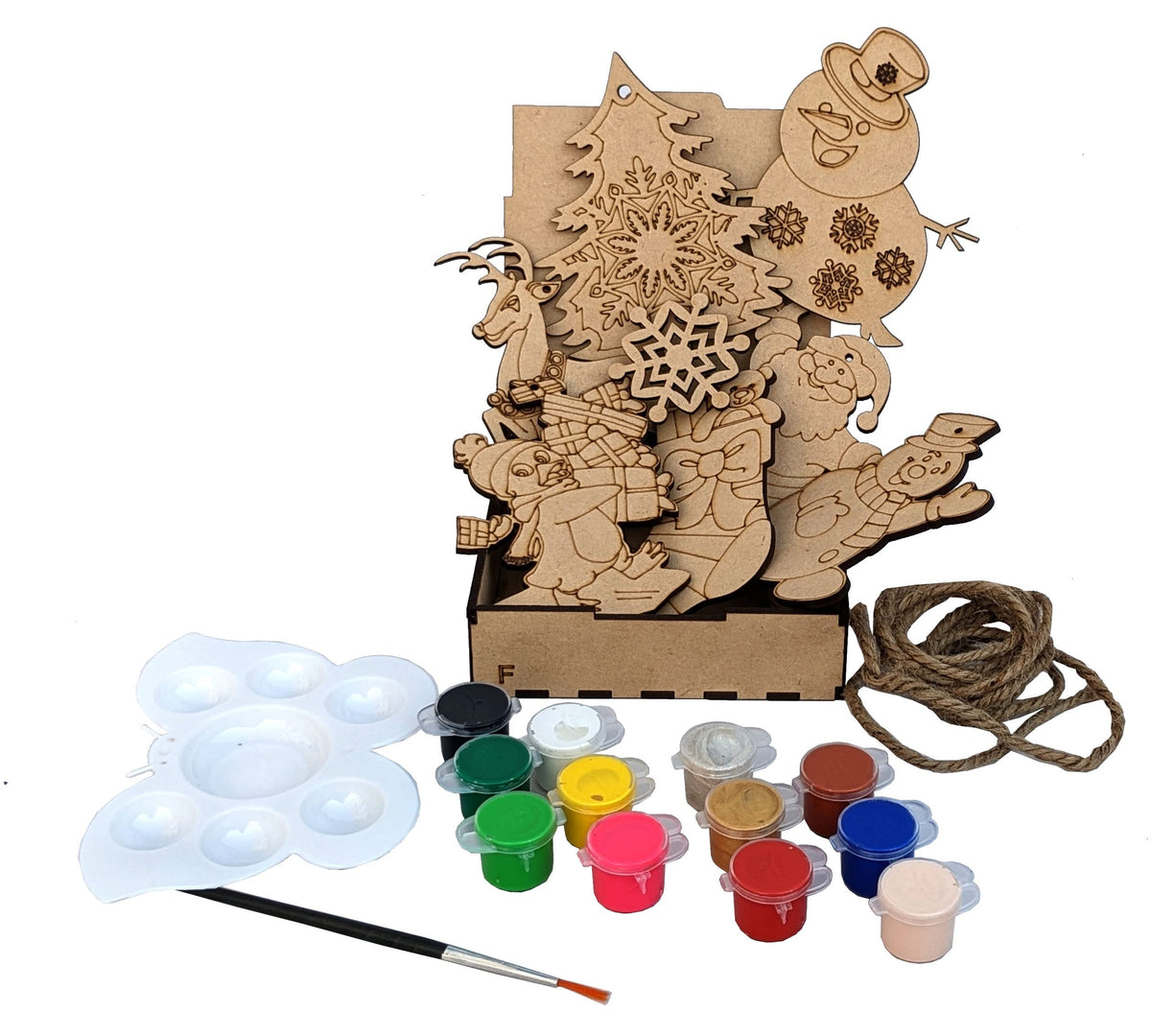 DIY Wooden Christmas Ornament Painting Kit in Wooden Box