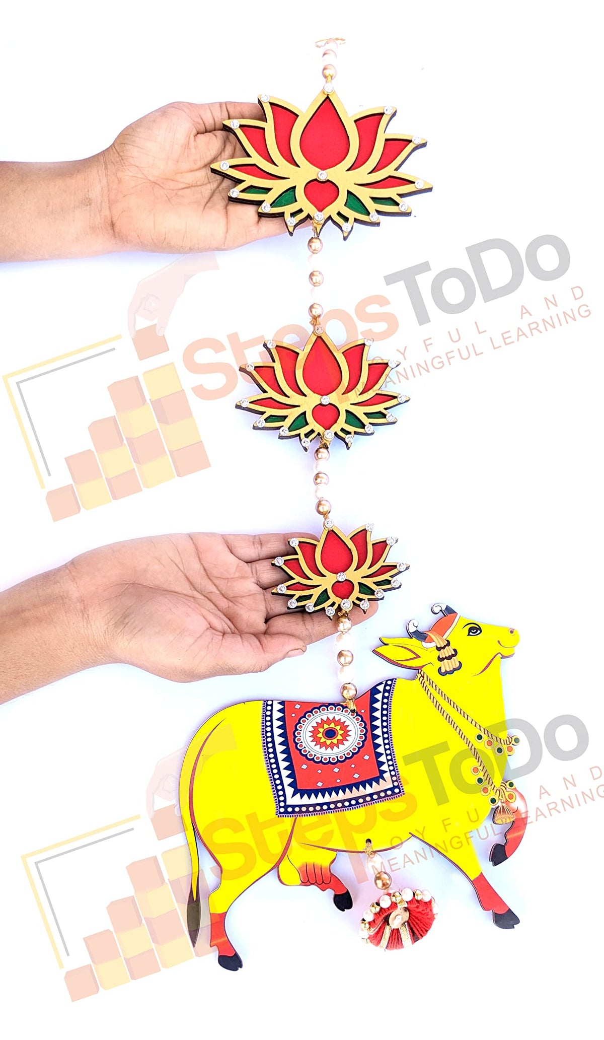 Handmade Pichwai Cow & Lotus Hangings – Jhumki Style
