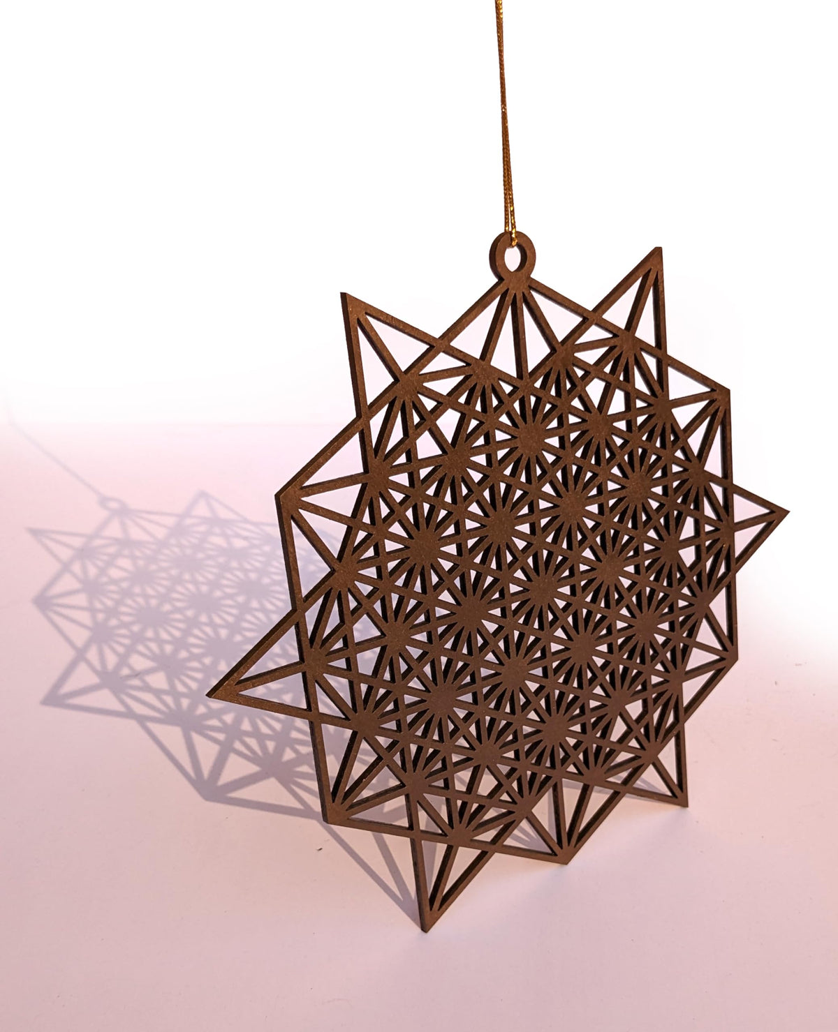 Tetrahedron Grid of Life – Hand-Painted Wooden Wall Art