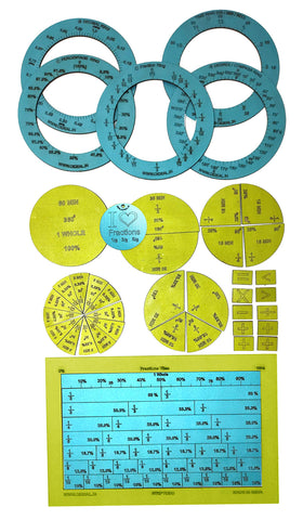 Advanced Fraction Kit – 78 Tiles, Circles & Rings, Multicolour