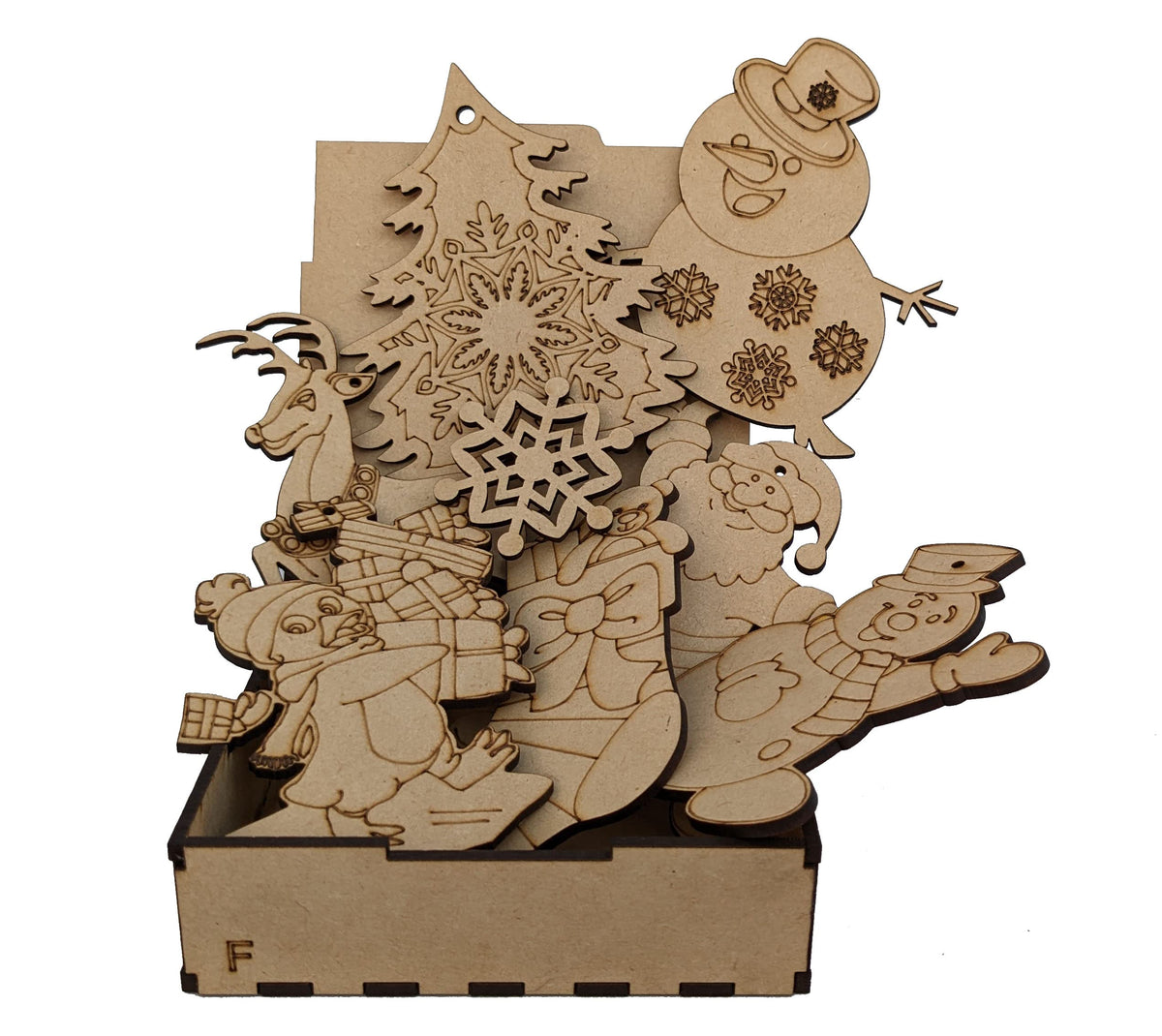 DIY Wooden Christmas Ornament Painting Kit in Wooden Box
