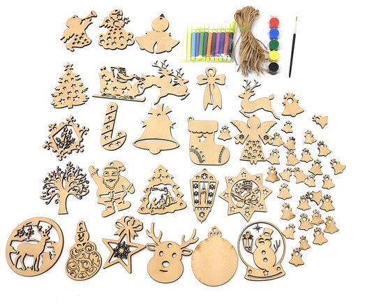 DIY wooden Christmas ornament making and painting kit