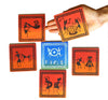 StepsToDo Warli Paint Kit (Set A) – Tea Coaster Set of 6 | 4-Inch Bases with Warli Art | Includes Case, Sketch Pens, Colours, Brush & Dish