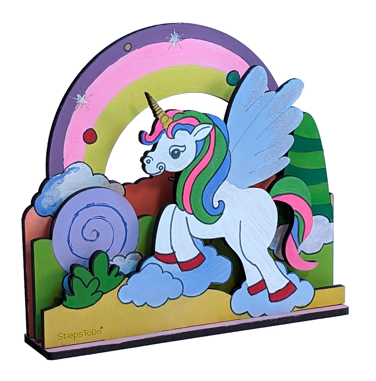 DIY Wooden Unicorn & Fairyland 3D Frame Painting Kit – 8-Inch Square