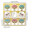 StepsToDo Jharokha Backdrop Frame with Lotus, Cow, and Calf. 18 Inch. Hand-Painted. Mirror Work. Traditional Decorative Wall Showpiece. Ethnic Wall Hanging. Auspicious Festive Gift. Handcrafted