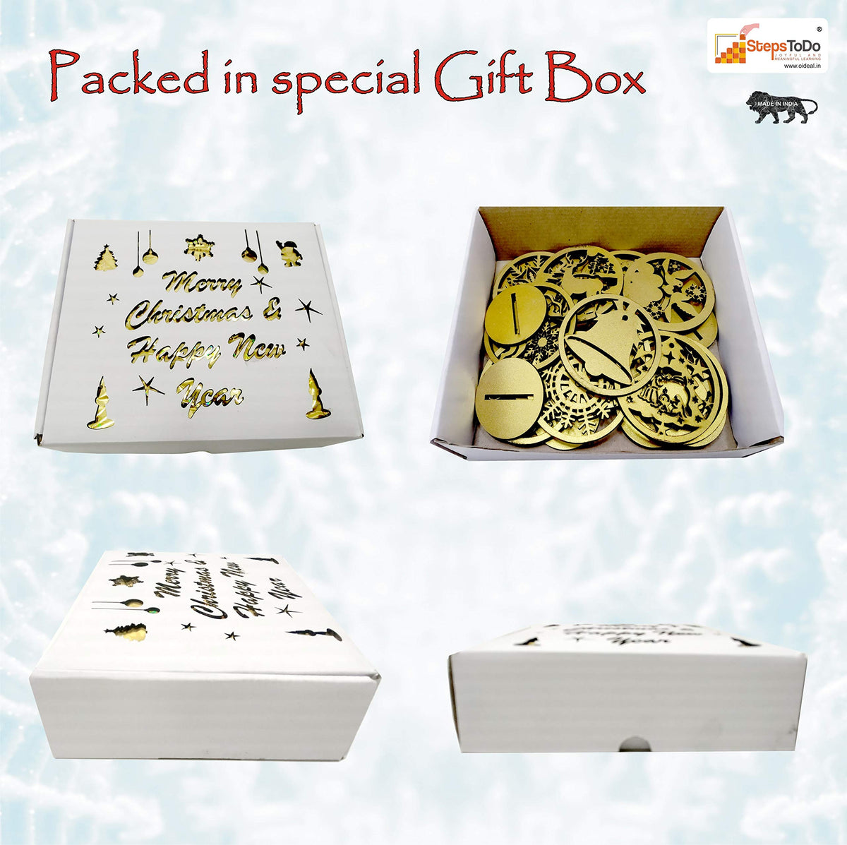 Christmas Candle Decoration Set D – 12 Candles with Stand, Gold/Silver