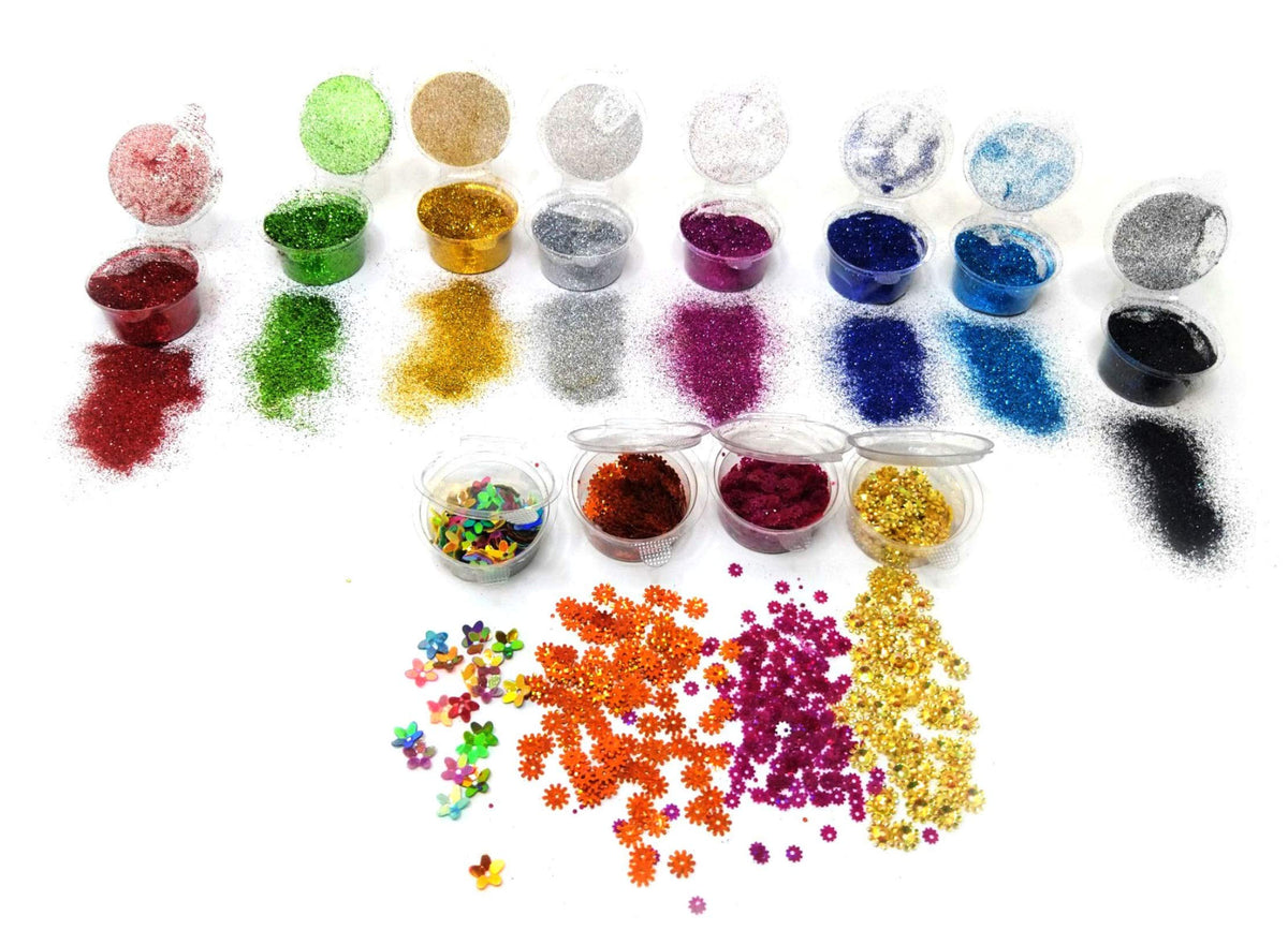 Glitter & Sequins Craft Set – 8 Glitter Powders & 4 Sequins