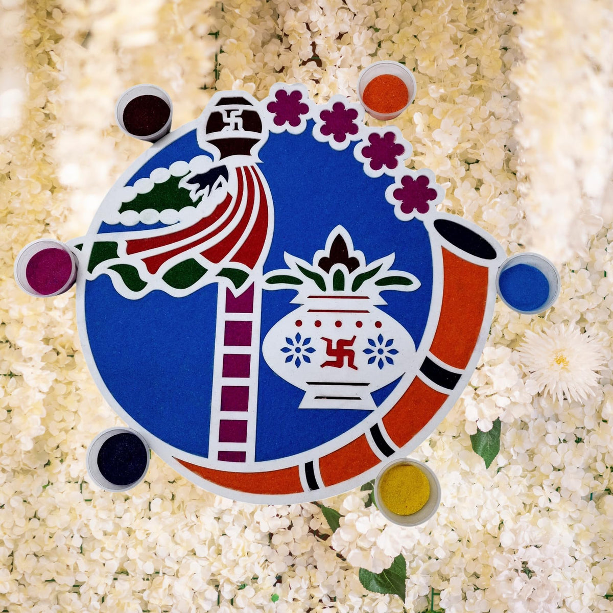 Reusable Gudi Padwa Rangoli Template Mat – Design 2